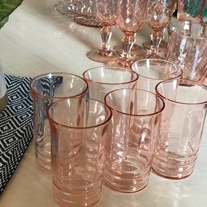CUTE Small Vintage Pink Depression Glass Cups Set